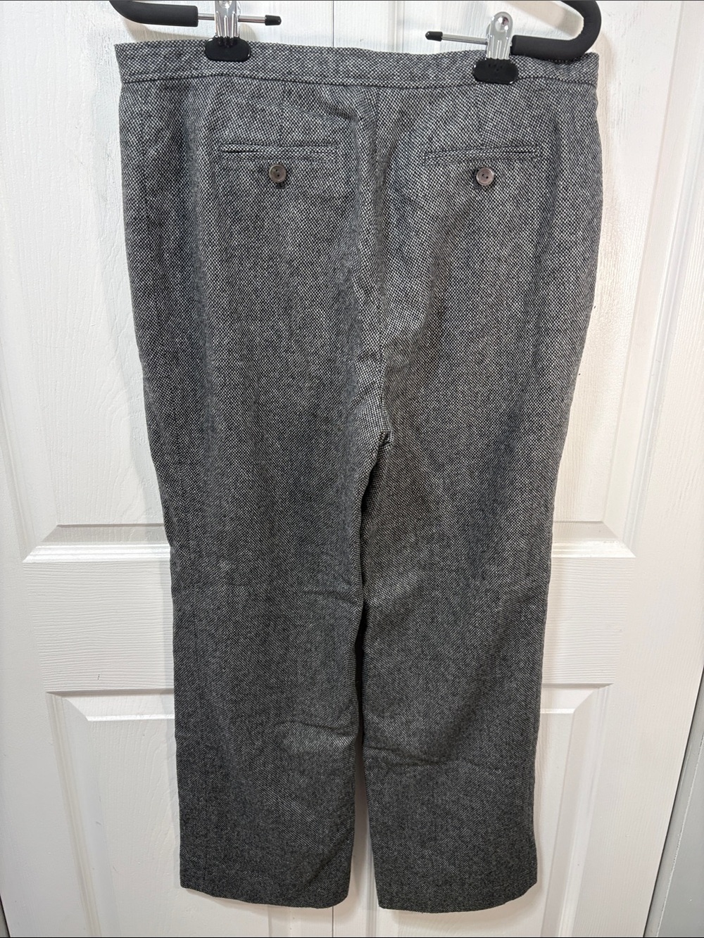 Devernois Wool Blend Grey Tweed Straight Leg Dress Pants French Chic - Picture 3 of 6
